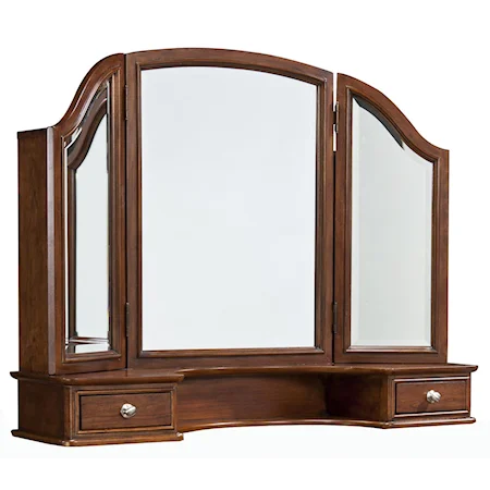 Folding Vanity Mirror with 2 Drawers